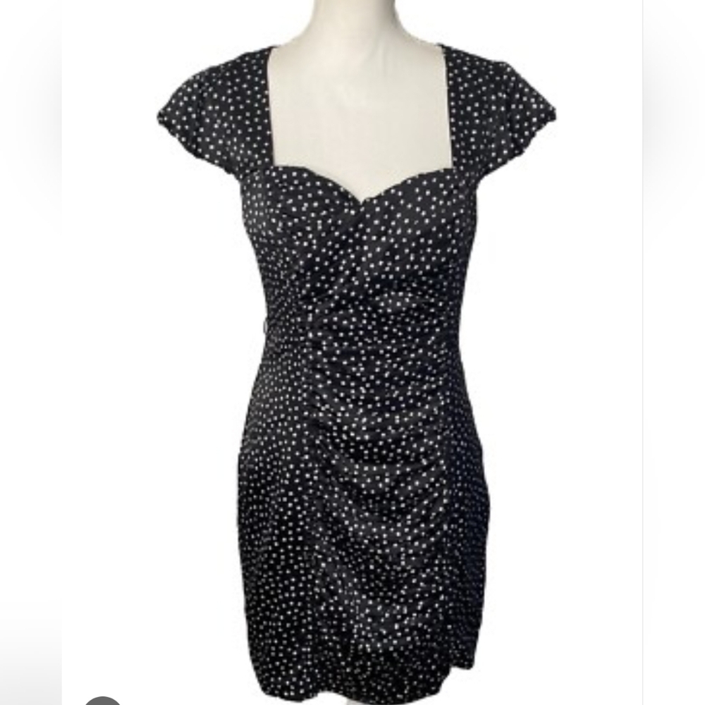 Black Polka Dot Sweetheart Neckline Dress